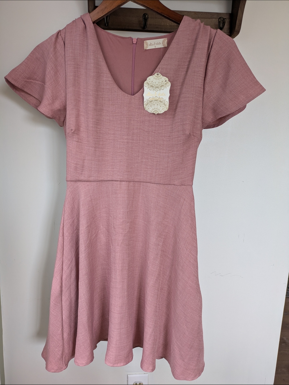 Altar'd State Dusty Rose Mini Fit & Flare Dress